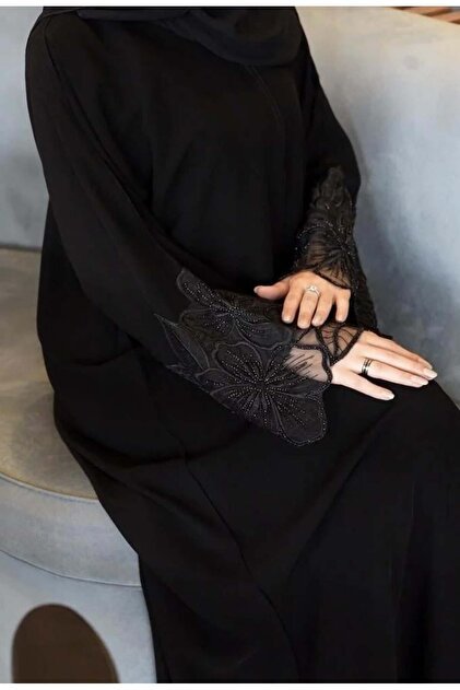DEAL ABAYA عباية لورين من متجر ديل (DEAL) – قماش كريب بقصة نصف كلوش - الصورة 6