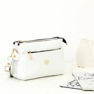 HONEY BAG حقيبة كتف نسائية من الجلد الأسود عالي الجودة مكونة من 3 أقسام